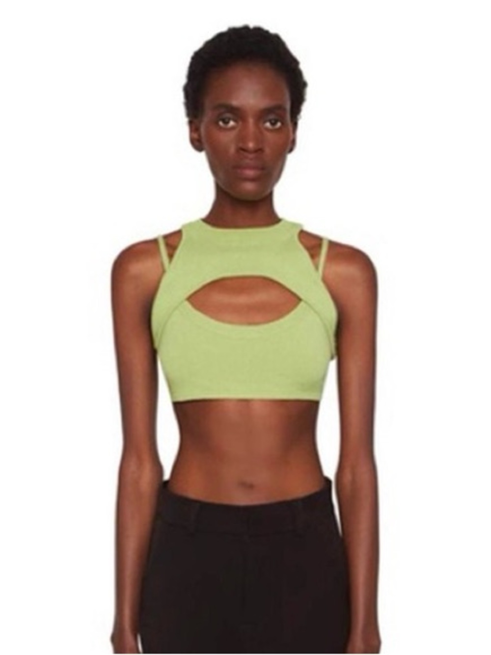 Cutout Crop Tank Top - Lime Green